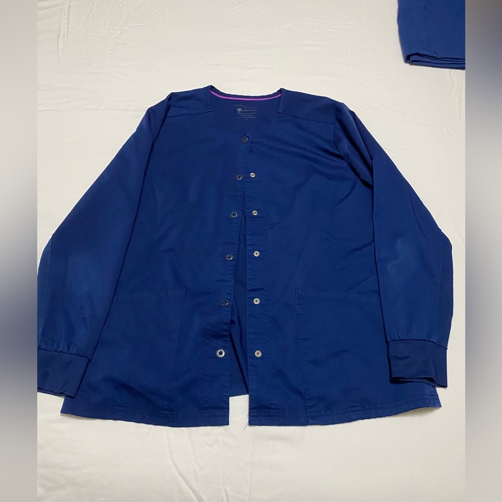 Purple Label by Healing Hands Scrub Jacket Navy Blue Large